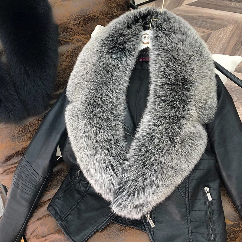 Real Fox Fur Collar Fur Scarf Women Men Winter Coat Fur Trim For Hood