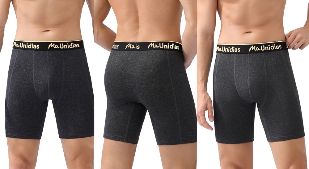 Neue Herren-Unterhosen, lange Markenunterwäsche für Männer, Boxershorts, sexy lange Herren-Slips mit elastischem Bund und Schriftzug. – Detail 9