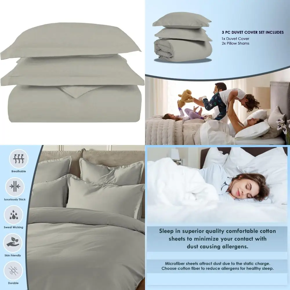 طقم غطاء لحاف قطن 100% مقاس كينج - عدد 1000 خيط طويل من نسيج الساتان القطني مع زر إغلاق #1