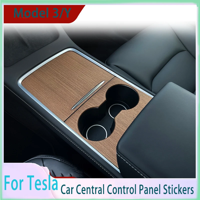 

Car Central Control Panel Protective Wood Grain Stickers For Tesla Model 3 2021 Accessories Model Y Carbon Fiber ABS Patch