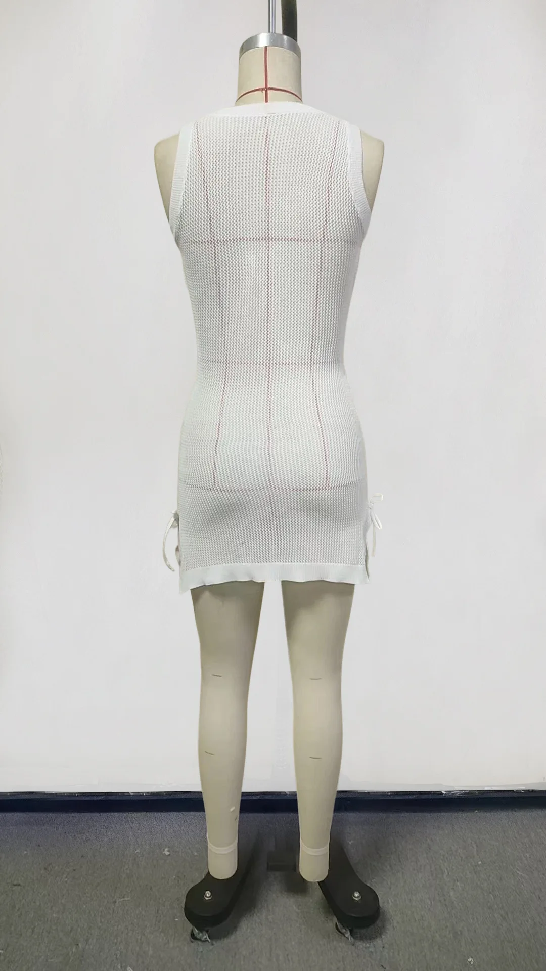 فستان شاطئ قصير مثير بوهو مخطط أنيق برقبة دائرية بدون أكمام منسوج للشاطئ 2026 ملابس سباحة صيفية للسيدات لقضاء العطلات على شاطئ البحر #2