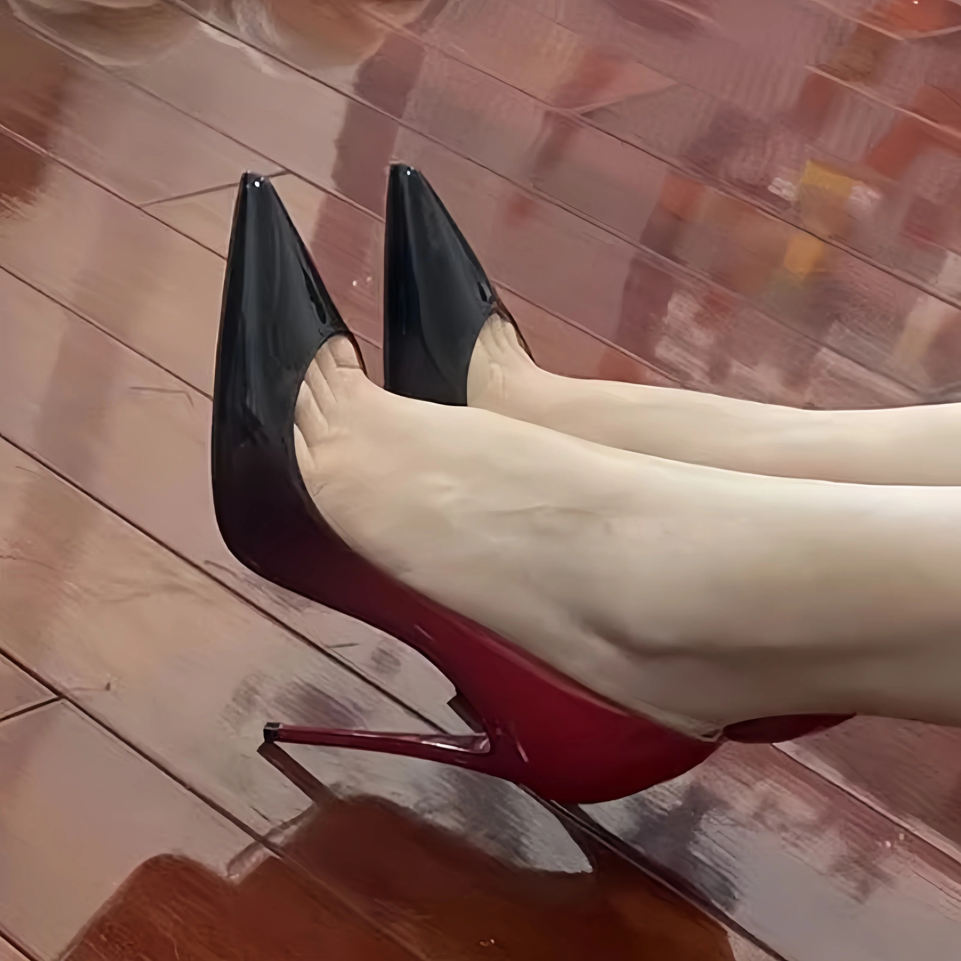 

New Grace Fashion Designer Pumps Slip-on High Heels Pointed Sexy Color Matching Gradient Stilettos Party Banquet Women Shoes