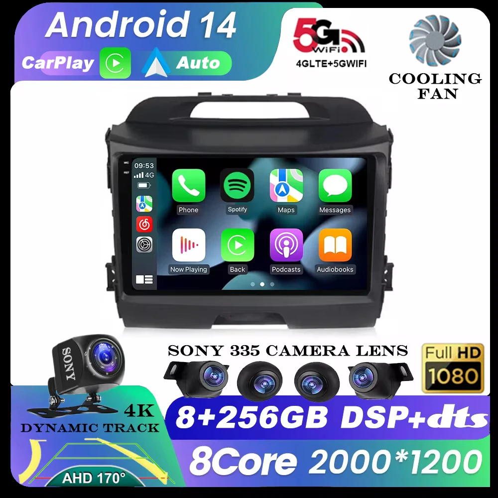 

Android 14 WIFI+4G 2din DSP Car Radio Multimidia Video Player Navigation GPS For KIA Sportage 3 2010-2016 Head Unit Carplay QLED