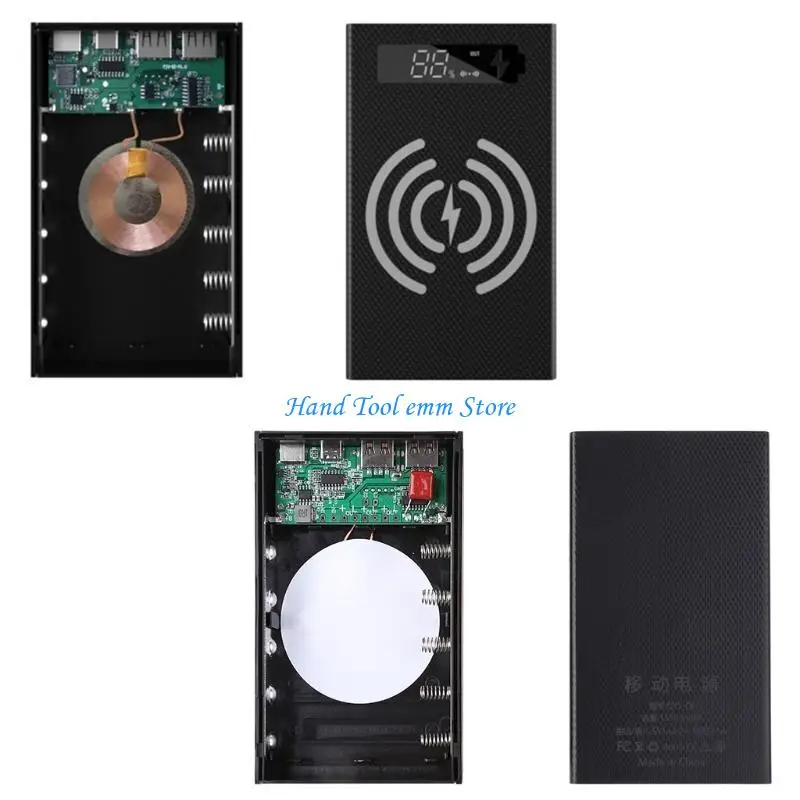 H37F LCD Display 5x 18650 External Wireless Battery Box for Case