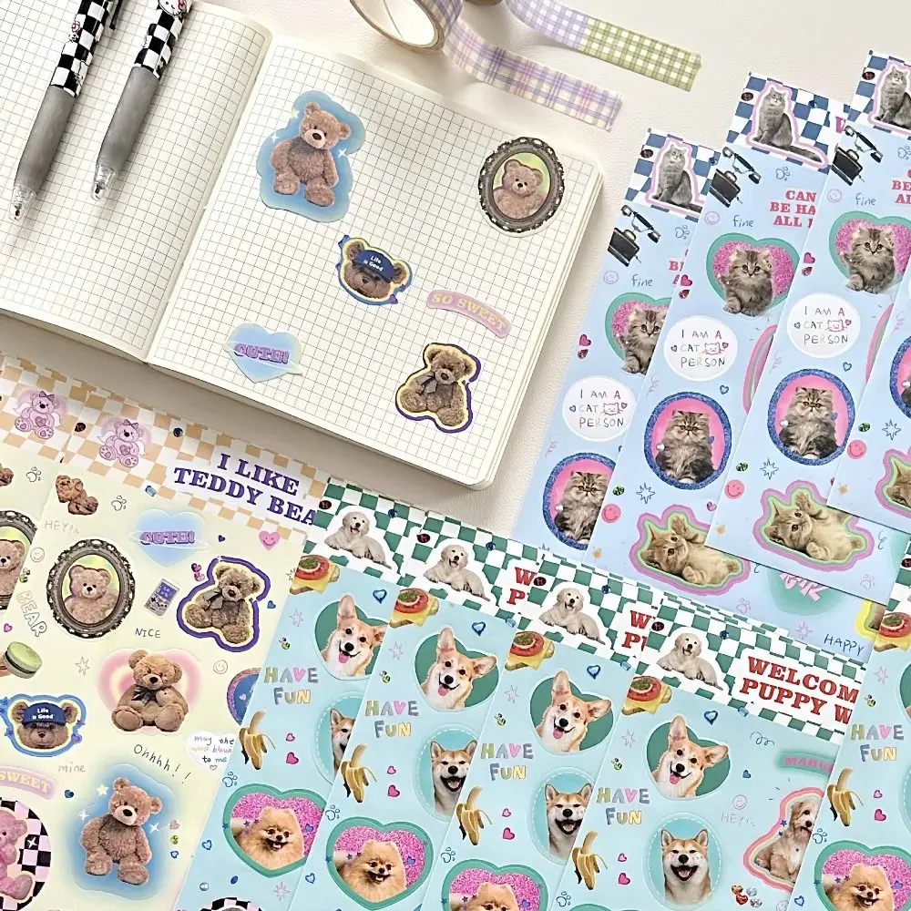 2pcs DIY Notebook Paper Cartoon Animals Sticker Animals Cartoon Graffiti Luggage Sticker Bear Y2K Cat DIY Decals Laptop