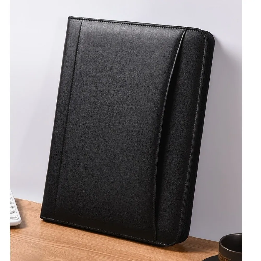 Office Supplies A4 PU Document Folder with Zipper Waterproof Padfolio Durable Multi-Layer Business Folder Briefcase Business