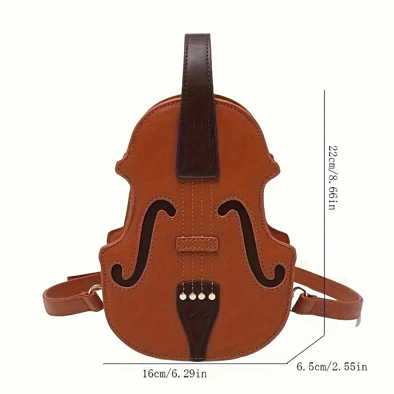 1pc Violin Shaped Crossbody Bag, Creative Sling Backpack, Trendy PU Leather Novelty Purse