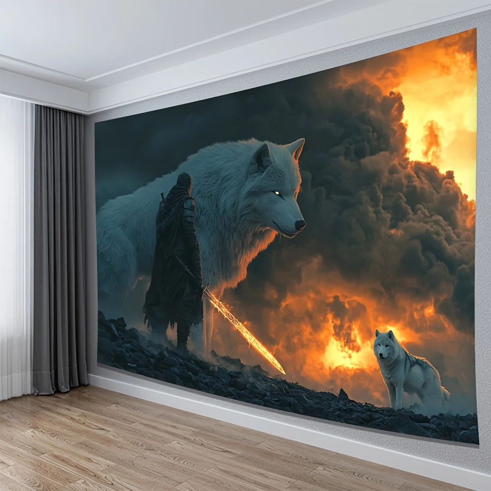 Epic Wolf Pack Wilderness Tapestry Wall Art Decor Print 150x300cm Cinematic Nature Animal Fantasy Home Decor Gift
