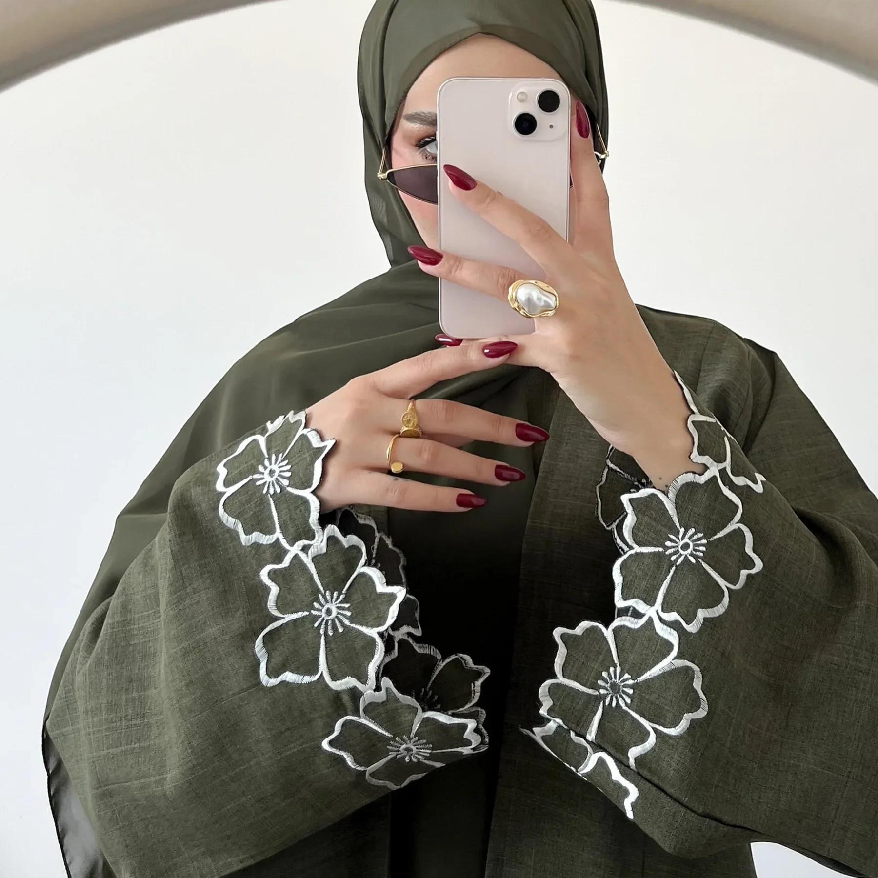 

Праздничное кимоно-абайя с вышивкой для Рамадана и Ид, мусульманское скромное платье, исламская молитвенная одежда для женщин, кафтан, роба, женское платье