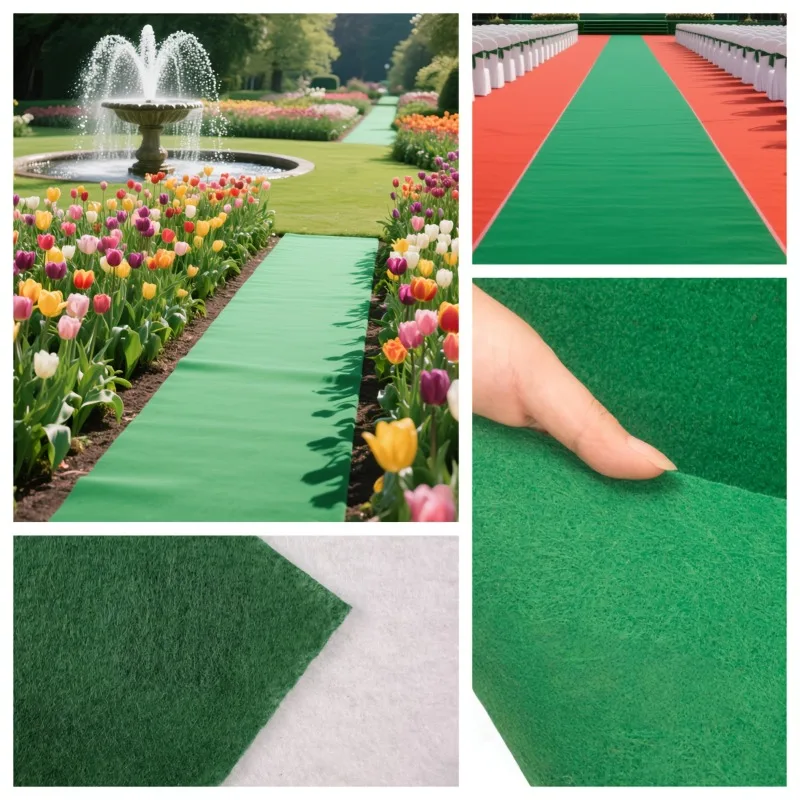 1 Tapis vert long, adapté aux mariages, aux réunions de famille, aux cérémonies de remise des diplômes, aux carnavals, à la Saint-Valentin, etc.