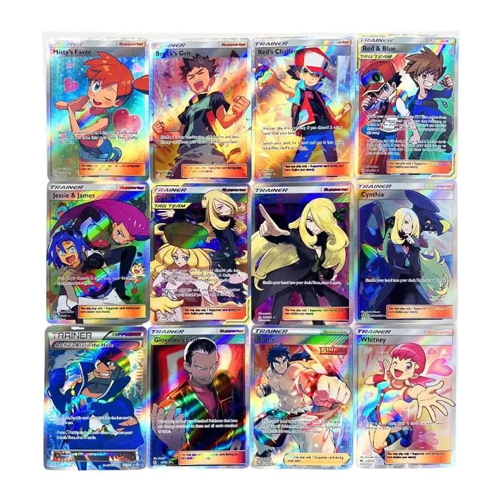 DIY Collection Card Homemade Series PTCG Trainer 55pcs Four Types of Refractive Flashes Anime Peripheral Game Card Holiday Gift