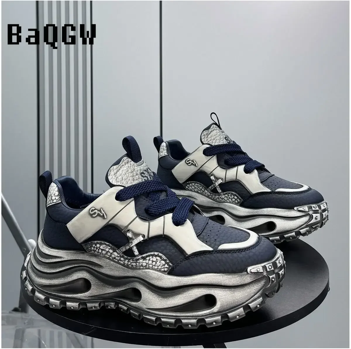 

Модные повседневные кроссовки унисекс на массивной платформе в стиле ретро с дышащим верхом на шнуровке, коллекция Весна 2026