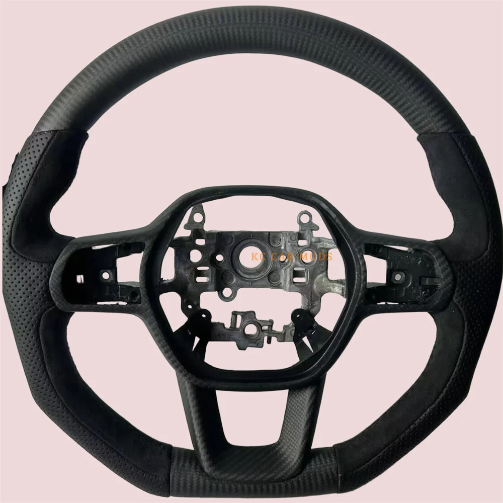 

Customized Matte Carbon Fiber Black perforated leather Steering Wheel Fit For Honda Civic 2022 2023 2024 2025