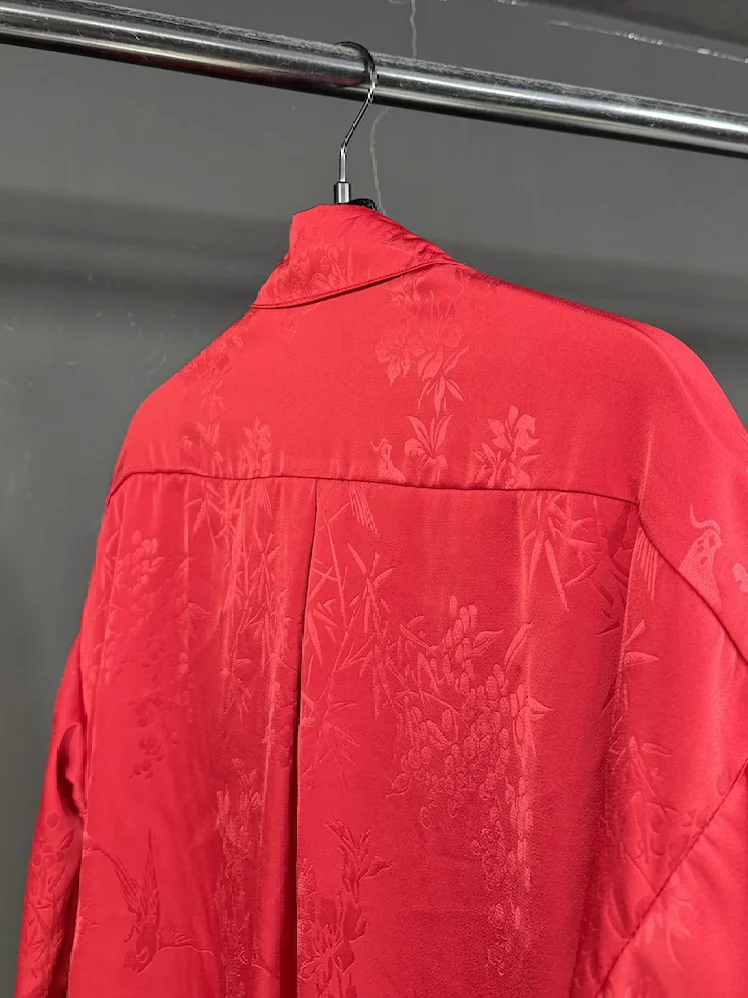 3D Handmade Floral Fringe Shirt Men Long Sleeved Loose Shirts Fashion Women Creative Design Neutral Social Street Wear Clothing