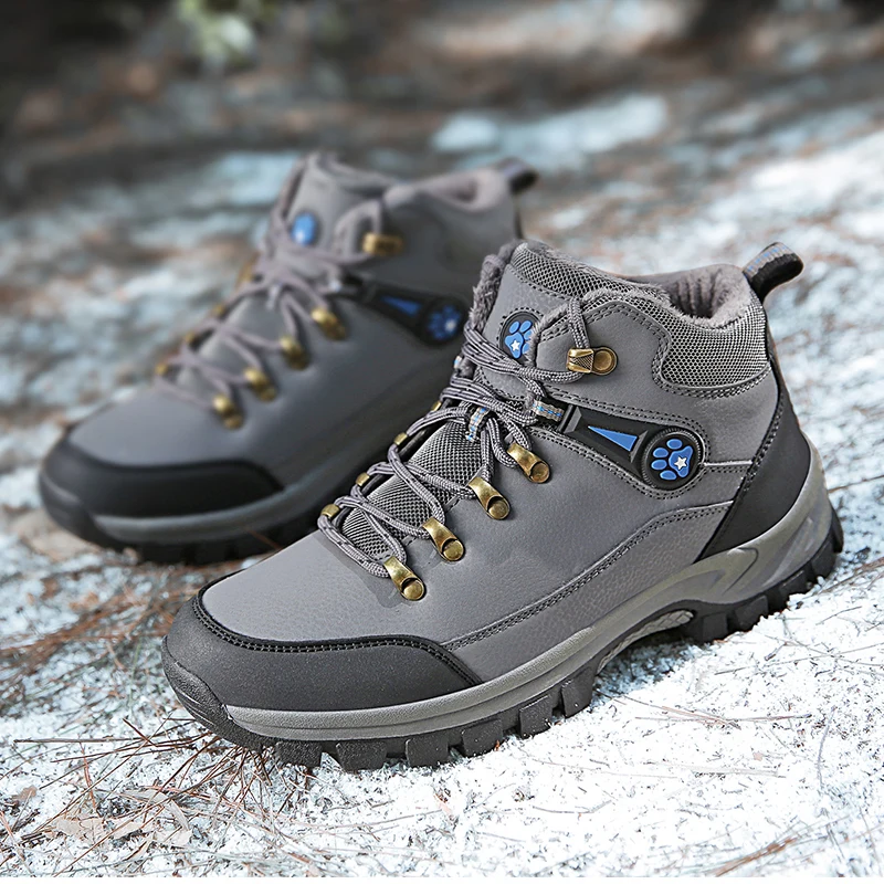 

Large Size 48 Hiking Shoes for Men Non-slip Outdoor Plush Warm Cotton Shoes Waterproof Winter Snow Ankle Boots Casual Work Boots