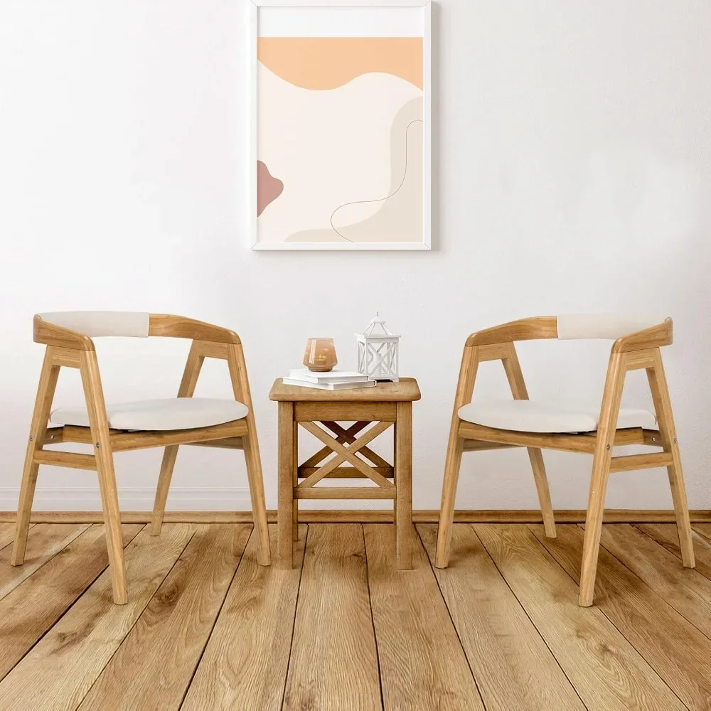 

Bamboo Accent Chair Set of 2, Modern Painted Bamboo Leisure Chair W/Comfy Fiber Cushion, Curved Backrest, Solid Legs