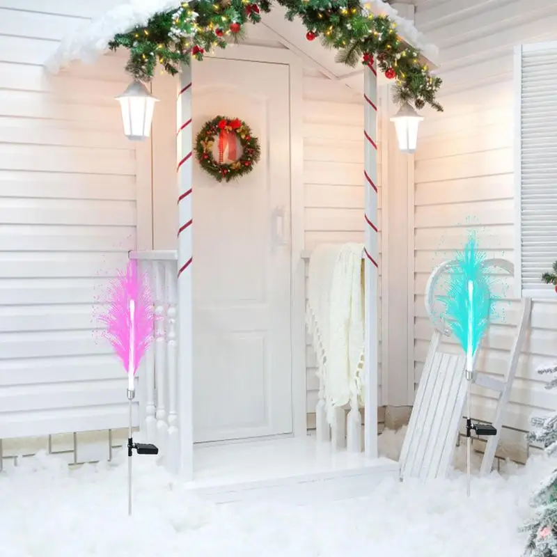 2Pcs Outdoor Waterproof Path Lights Changing Color Lamp With Remote Waterproof Garden Lights For Walkway Pathway Backyard Lawn