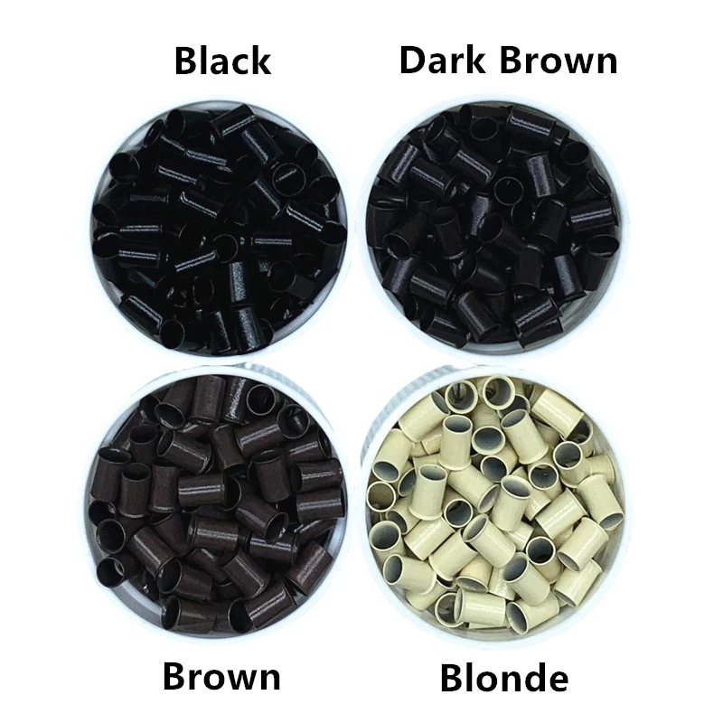 500 Pcs Flare Euro Lock Copper Tubes Micro Rings Links Beads for I-Tip Human Hair Extensions 4.0x6.0mm