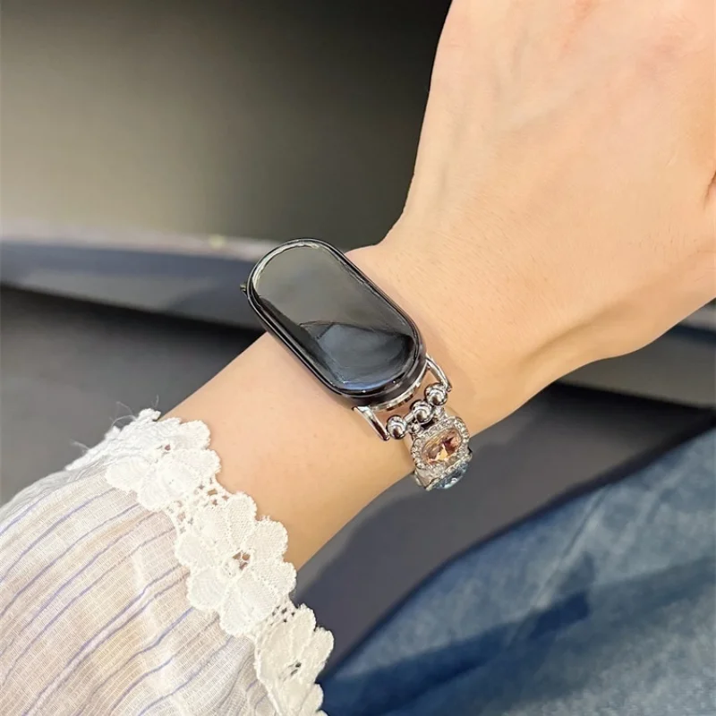 معدن الأحجار الكريمة المربعة مناسب لـ Xiaomi Band 8Pro/9Pro، لـ Mi band 3/4/5/6/7,8/8NFC/9/9NFC/10/10NFC، لـ Redmi Watch5/4