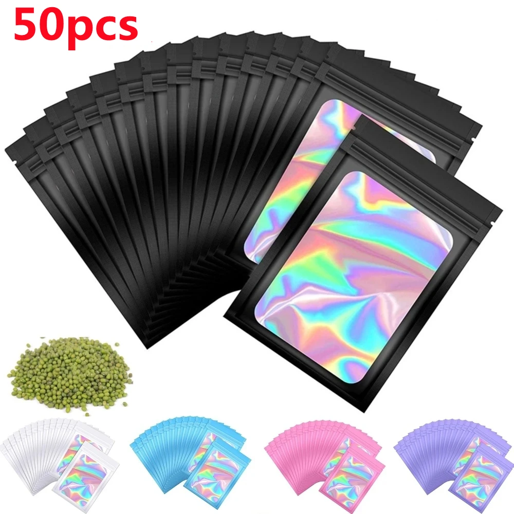 

50Pcs Translucent Smell Proof Mylar Bags Color Plastic Packaging Pouch Jewelry Retail Storage Pouch Gift Lock Bag Ziplock Bag