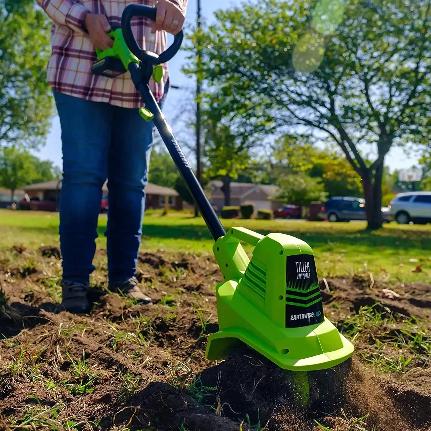 Peralatan Listrik oleh ALM TC70020IT 20-Volt 7.5 inci mesin kebun listrik tanpa kabel kultivator, (baterai 2ah & pengisi daya Cepat