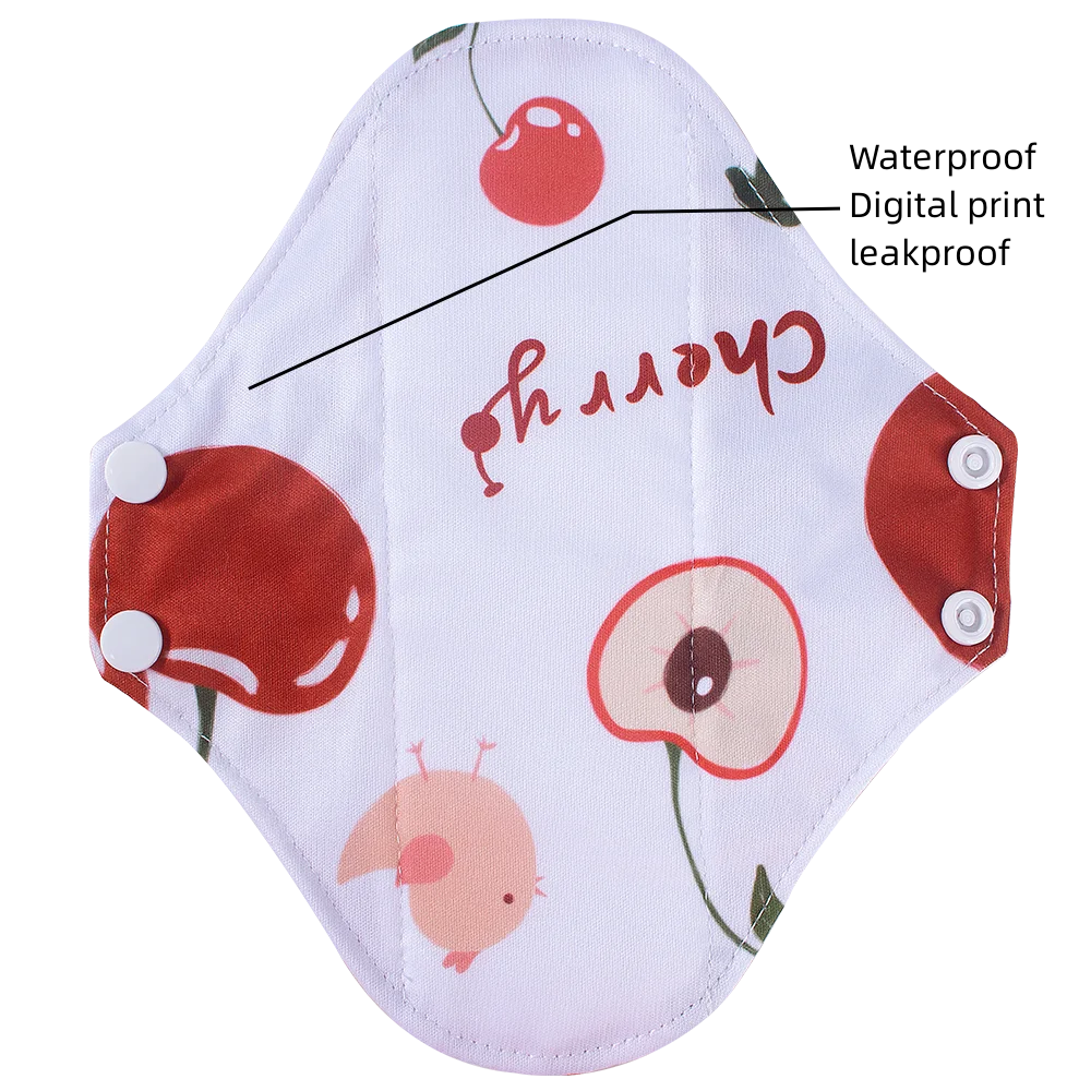 AIO 5 uds de toallas sanitarias para mujer totalmente de algodón transpirable a prueba de fugas para el período menstrual toallas menstruales reutilizables, lavables con bolsa