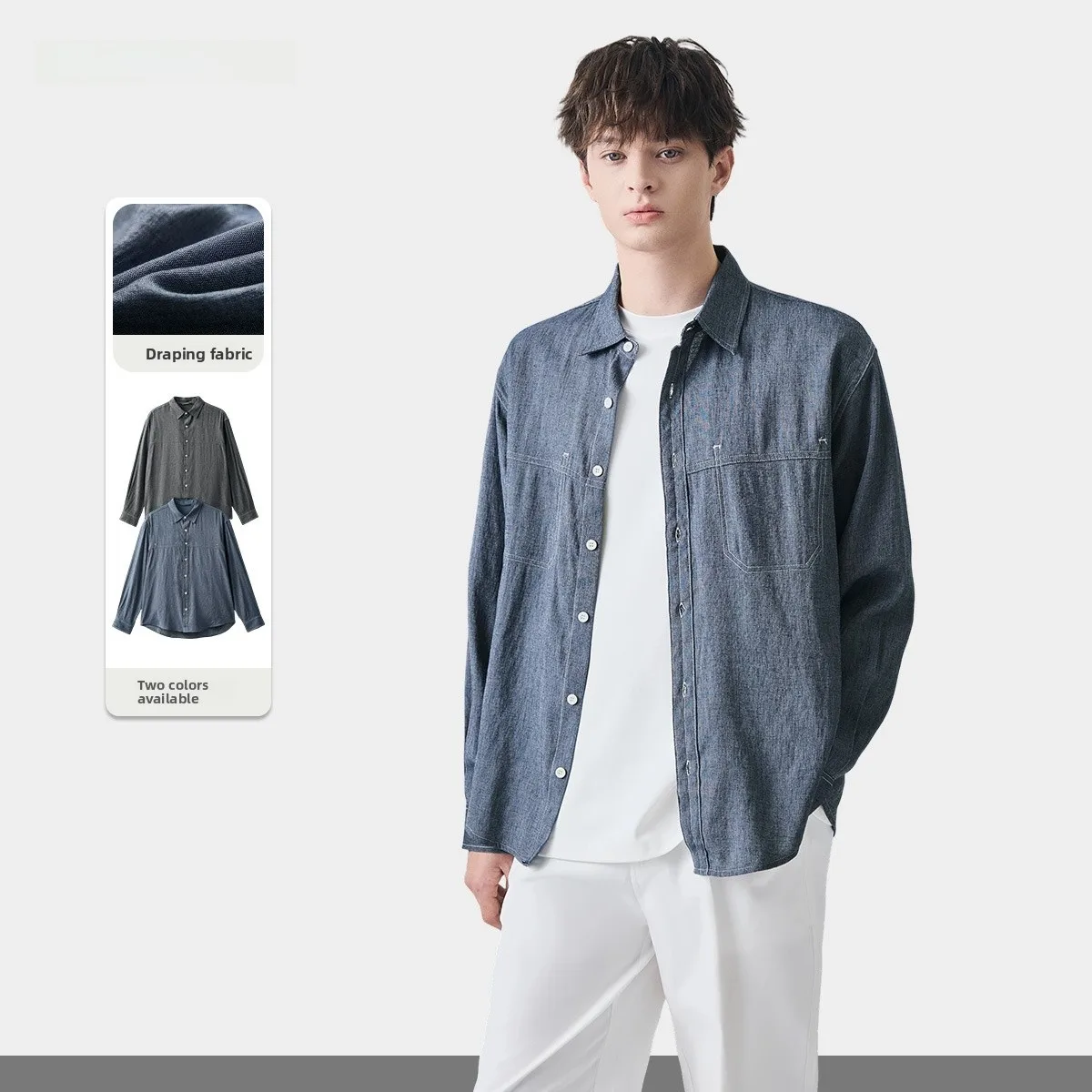 

Men's Long Sleeve Linen Shirt Casual Drapey Loose Fit Spring Season High End Casual Top Button Style Thin Fabric Daily Wear