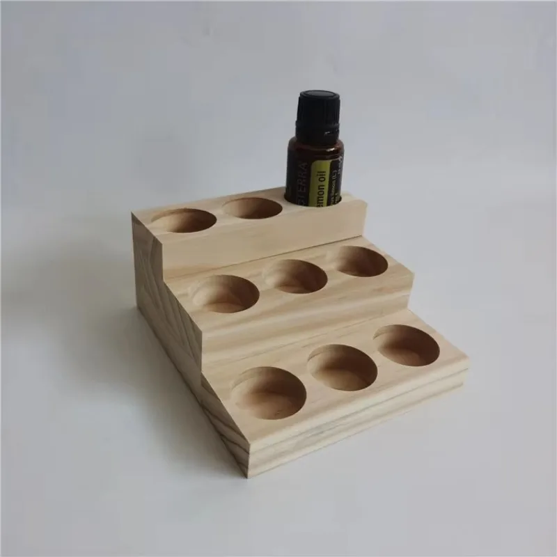 Essential Oil Bottle Storage Rack 9-Slot Perfume Display Stand Wooden Containers Organizer for Cosmetic Bottles