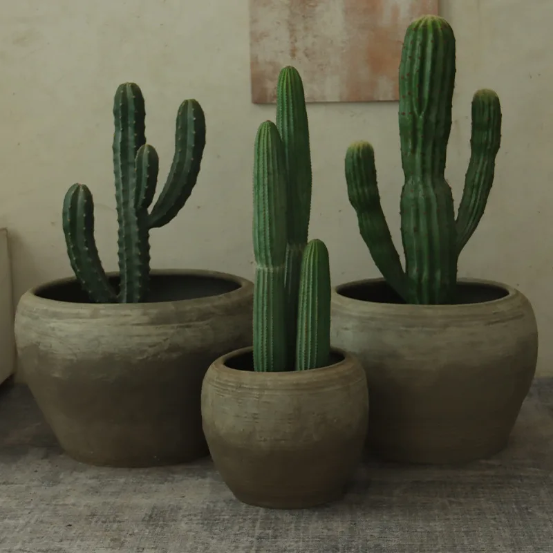 Spot simple round flower pots, living room shopping mall, floor decoration, flower vessels, agave, iron trees, indoor and outdoo