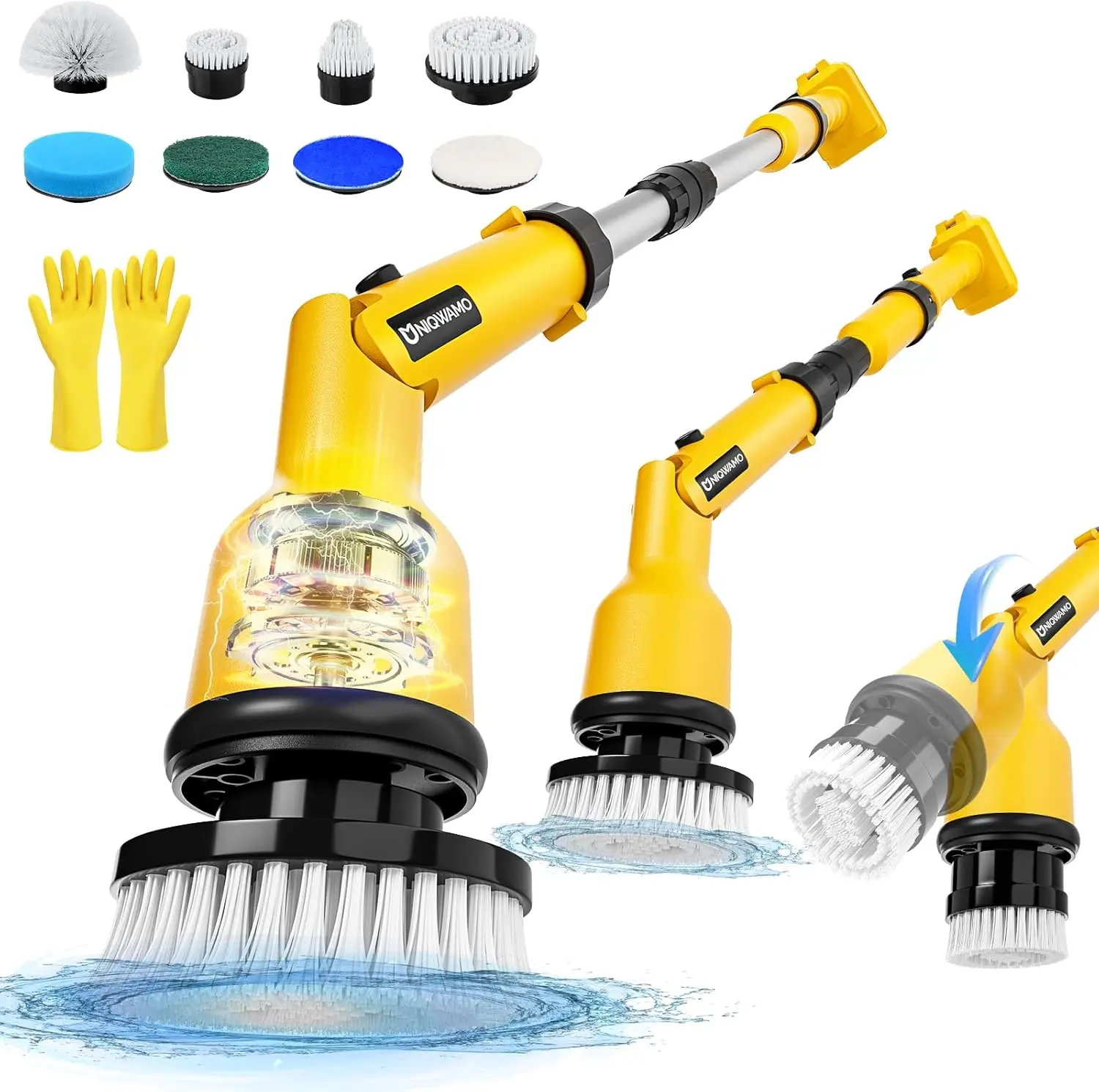 

Cordless Electric Spin Scrubber, 1000 RPM with Adjustable Arm & 8 Brushes for Tub Tile Floor Cleaning