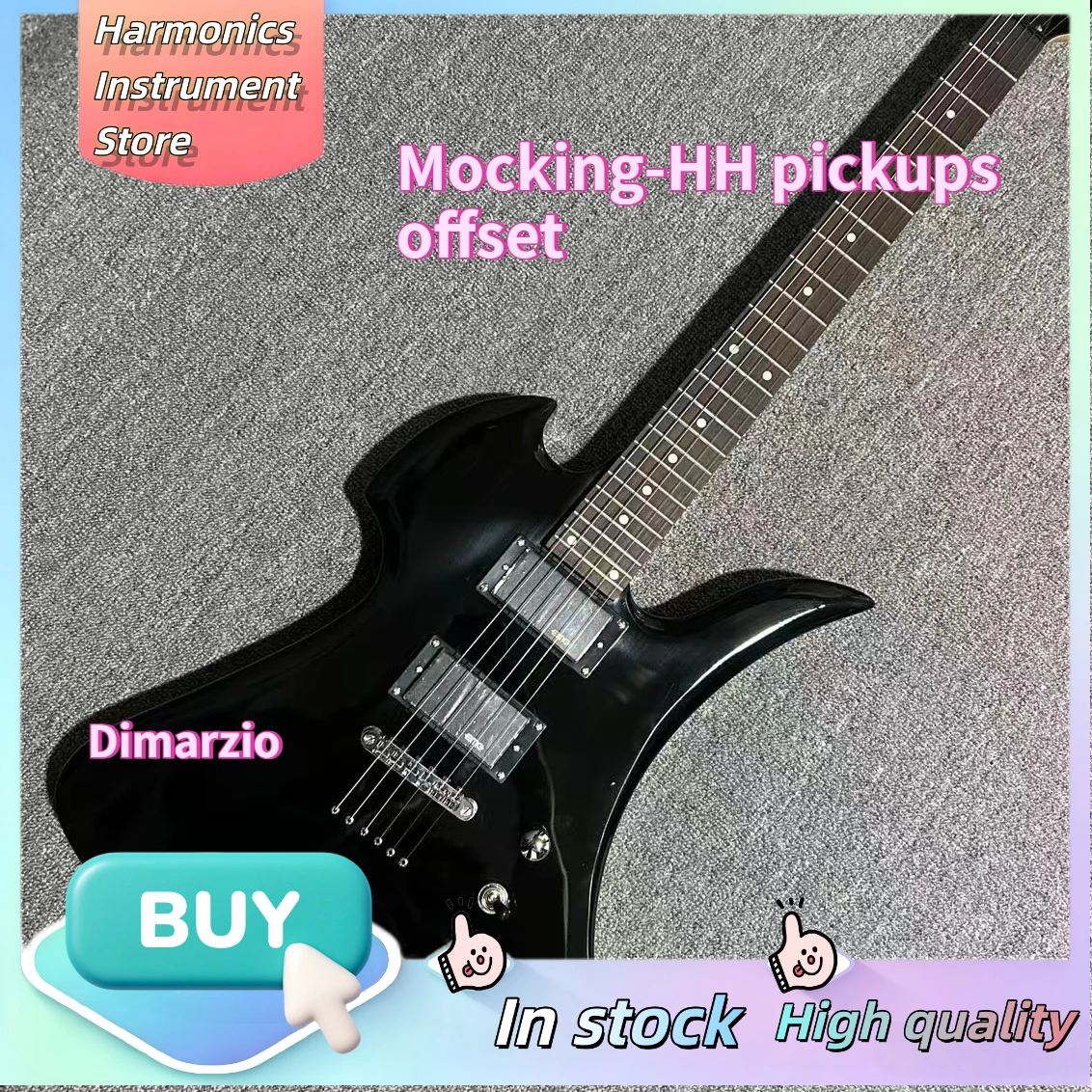 Mockingbird Offset Electric Guitar, HH High‑Output Humbucker Pickups Vintage 80s Heavy Metal Performance Guitar