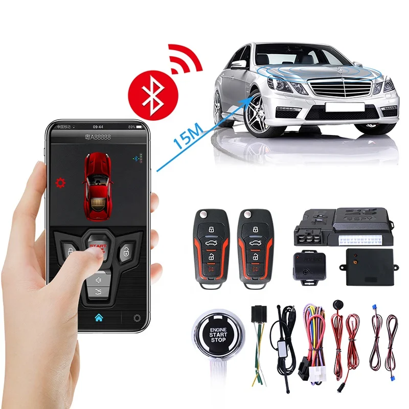 SPY DC 12V Car Alarm System Universal Bluetooth App One Way Remote Control Passive Keys PKE Security System