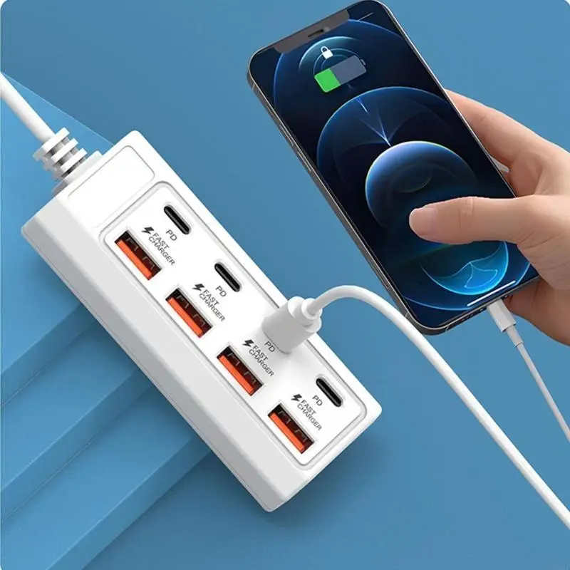 462E USB Extension Cable With 4 USB And 4 Type C Port For Mobile Phone