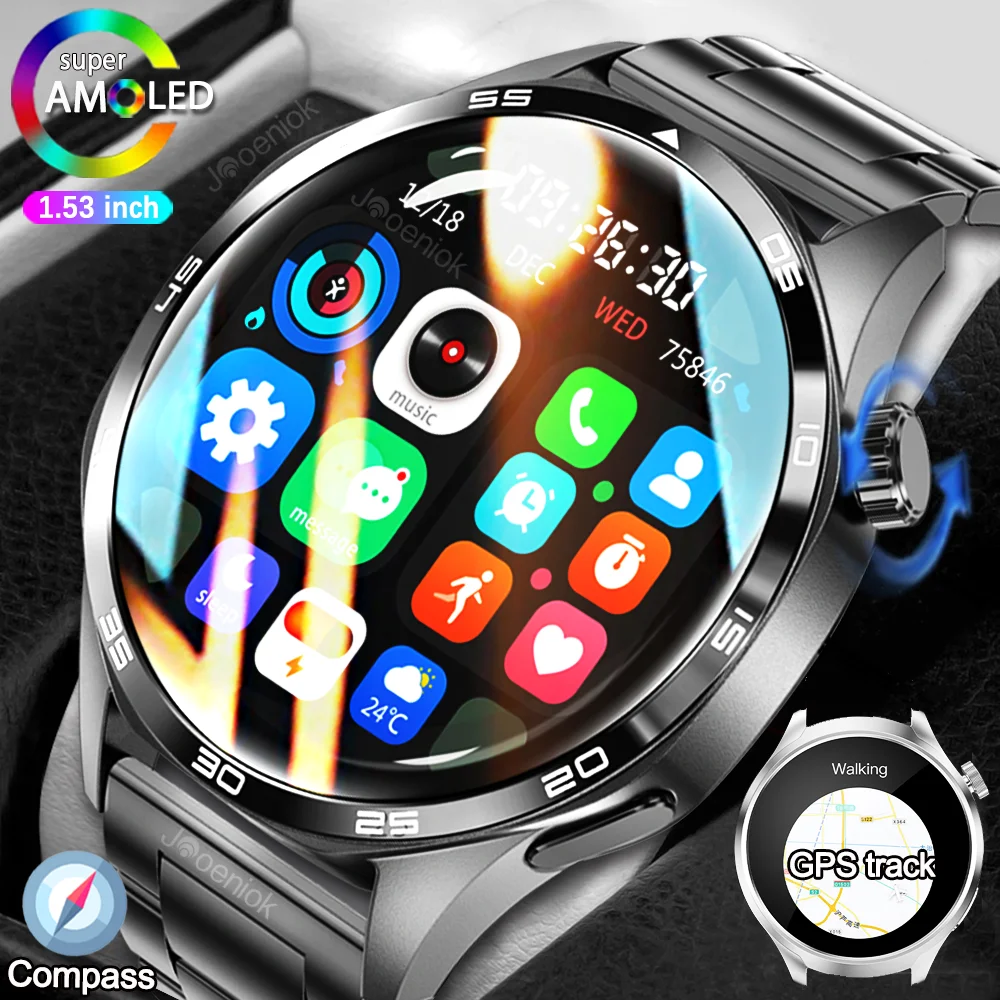 

GT PRO Смарт-часы Мужские часы 5 Pro AMOLED HD Экран Bluetooth Вызов GPS Траектория NFC Сердечный ритм Компас Смарт-часы 2025 Новый