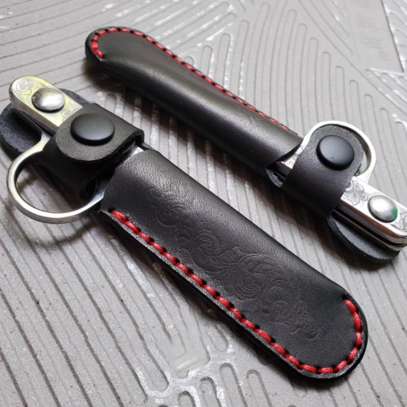 Handmade Retro Outdoor EDC Stainless Steel Paper Scissors with Carved Patterns