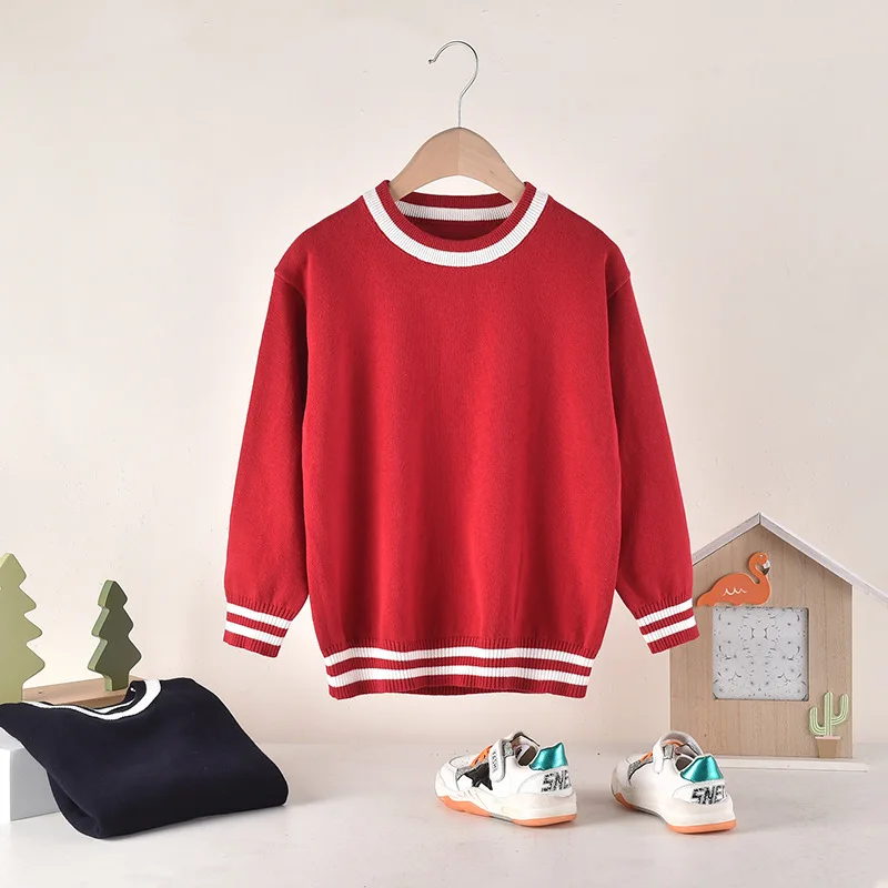 

2024 new Korean version of children's sweater crewneck pullover sweater for boys and girls college style casual children's wear