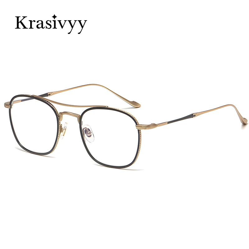 

Krasivyy Pilot Pure Titanium Glasses Frames Men Brand Prescription Eyeglasses Frame Luxury Males Optical Aviation Eyewear