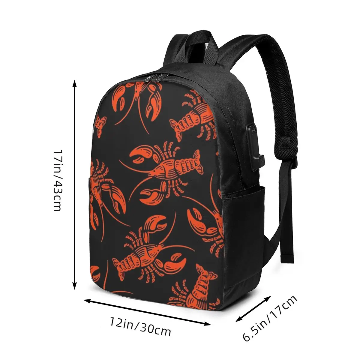 Colored Lobster Pattern Backpack Travel Notebook Bag Computer College Student School Bag Laptop Shoulder Bags for Men Women