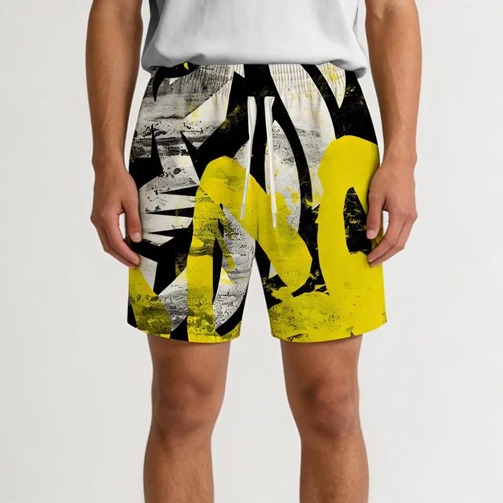 

Street Graffiti Style Men's Shorts Artistic Unique Hip-hop Y2k Casual Beach Shorts Outdoor Fashion Dance Sports Breathable Pants