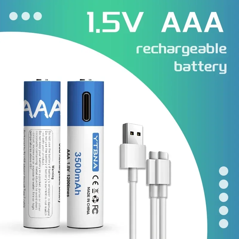 1.5V AAA 3500mAh akumulator litowo-jonowy do zdalnie sterowanych zabawek elektrycznych + kabel typu C o dużej pojemności hurtownia baterii