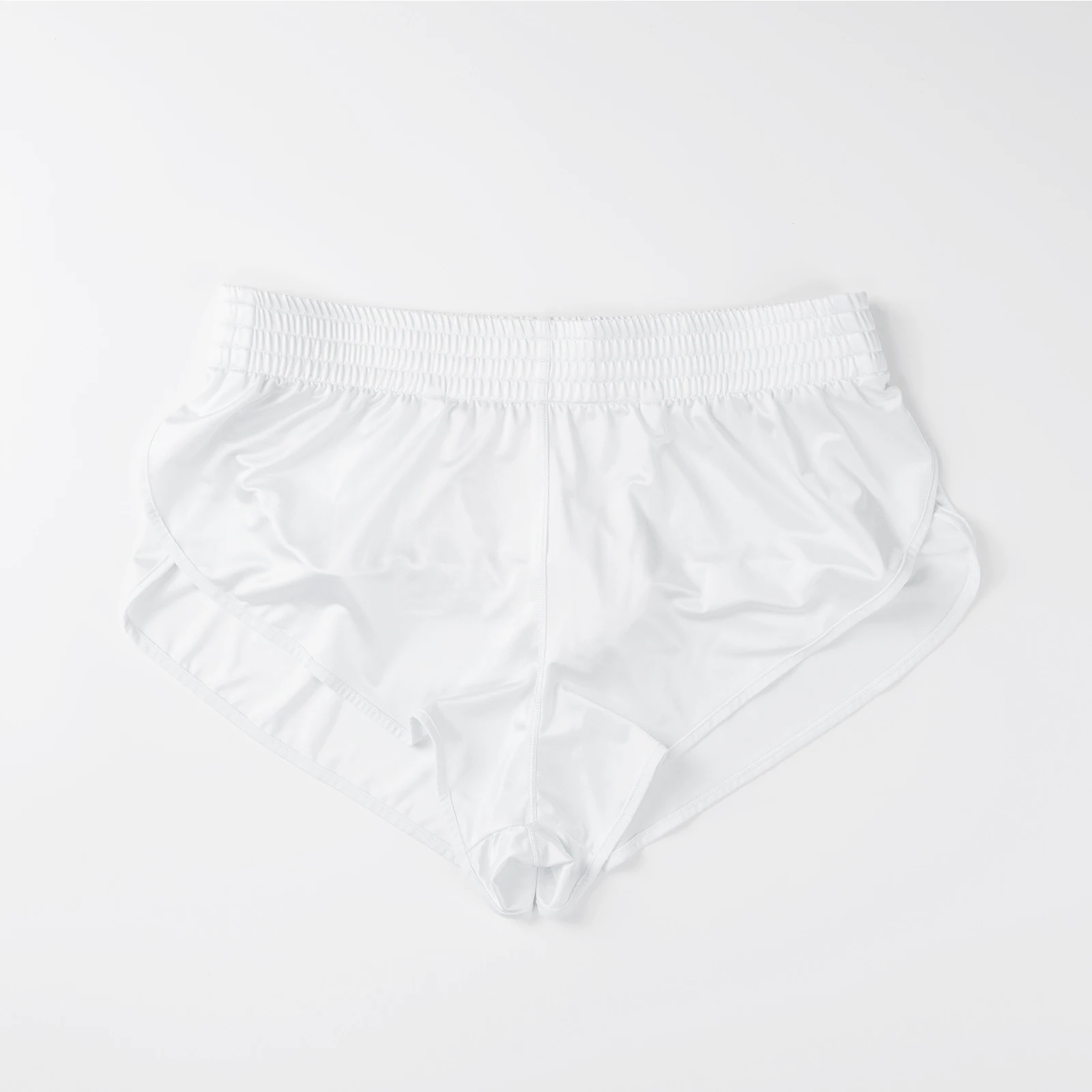 Satin-Herren-Boxershorts mit Seitenschlitz, glänzender Pfeil-Design, sexy Unterwäsche, innerer Netzbeutel, Jockstrap, Schlafhose, Homewear – Detail 12