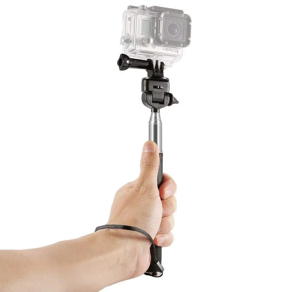 Выдвижная телескопическая стойка для автопортрета с креплением-адаптером и винтом для GoPro Hero