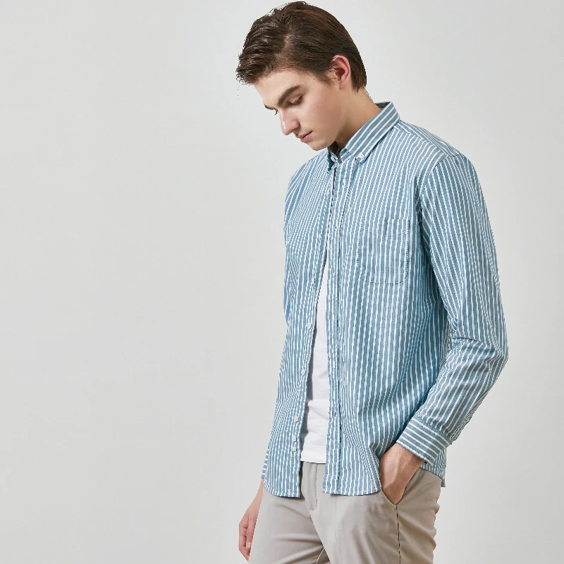 

Качественная мужская рубашка из 100% хлопка с длинным рукавом, оксфордская рубашка для мужчин, в клетку, полосатая, для работы и повседневной носки, с карманами.