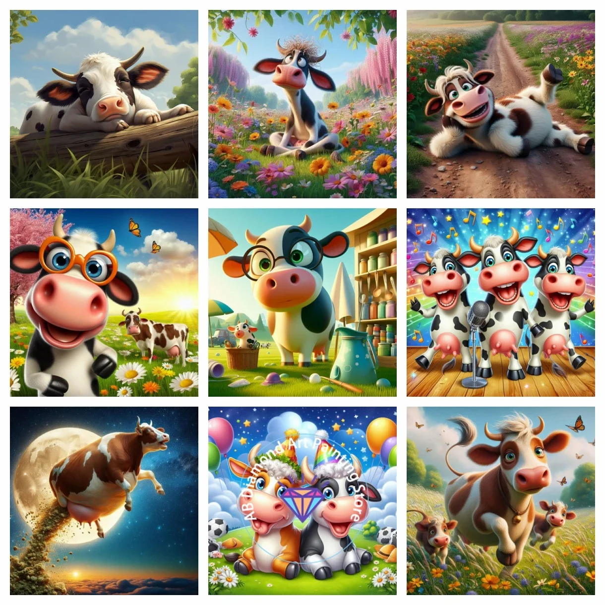 

Cute Cow Diamond Painting Kit 5D DIY Diamond Embroidery Cross Stitch Handmade Art Gift Crafts Home Decor Adult Children Gift