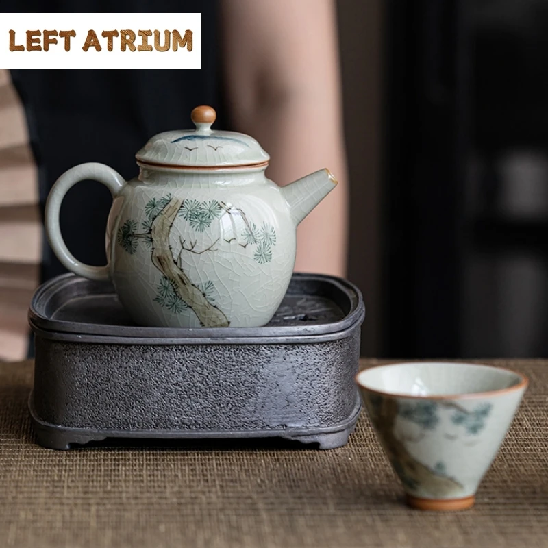 手描き松木磁器ティーポット中国陶磁器柿型急須茶道セットミルクウーロン茶茶器タイプ