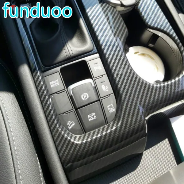 For Hyundai Santa Fe 2019 2020 2021 2022 Carbon Fiber Trim Cup Holder Decorative Frame Decal Cover Sticker Styling Accessories