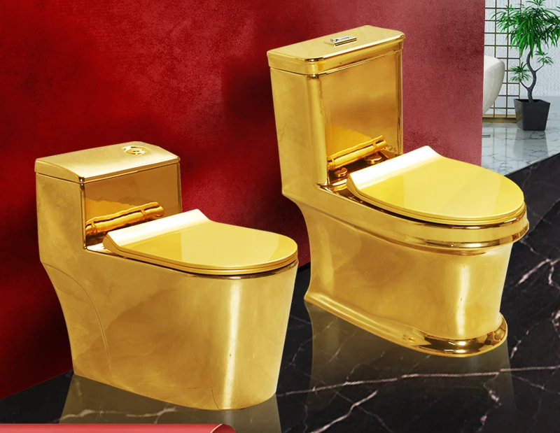 Ceramic Siphon European-Style Golden Toilet Mute Toilet Deodorant Luxury Gold 8.0 Large Pipe Pumping Toilet