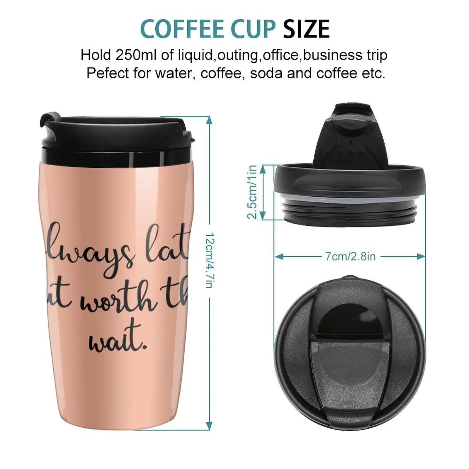 New Always late, but worth the wait Travel Coffee Mug Thermo Coffee Mug Coffee Cup Sets