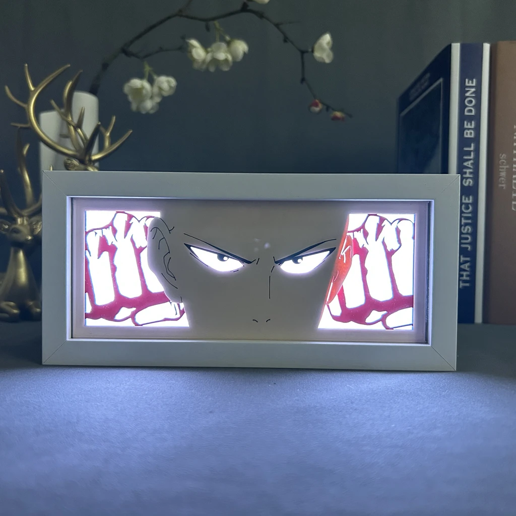 Anime Lightbox One Punch Man Saitama Led Light Box per la decorazione della camera da letto Paper Cut Shadow Box regalo di compleanno lampada da comodino da notte