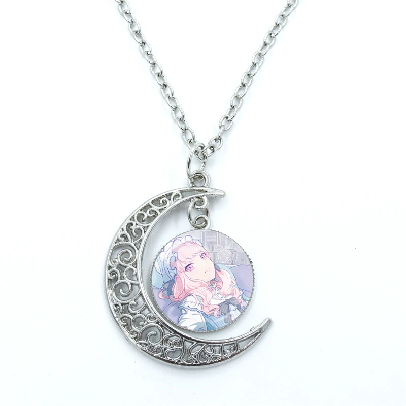 Project SEKAI Anime Wonderlands×Showtime Akiyama Mizuki Nightcord Glass Dome Cabochon Crescent Moon Necklace Statement Jewelry